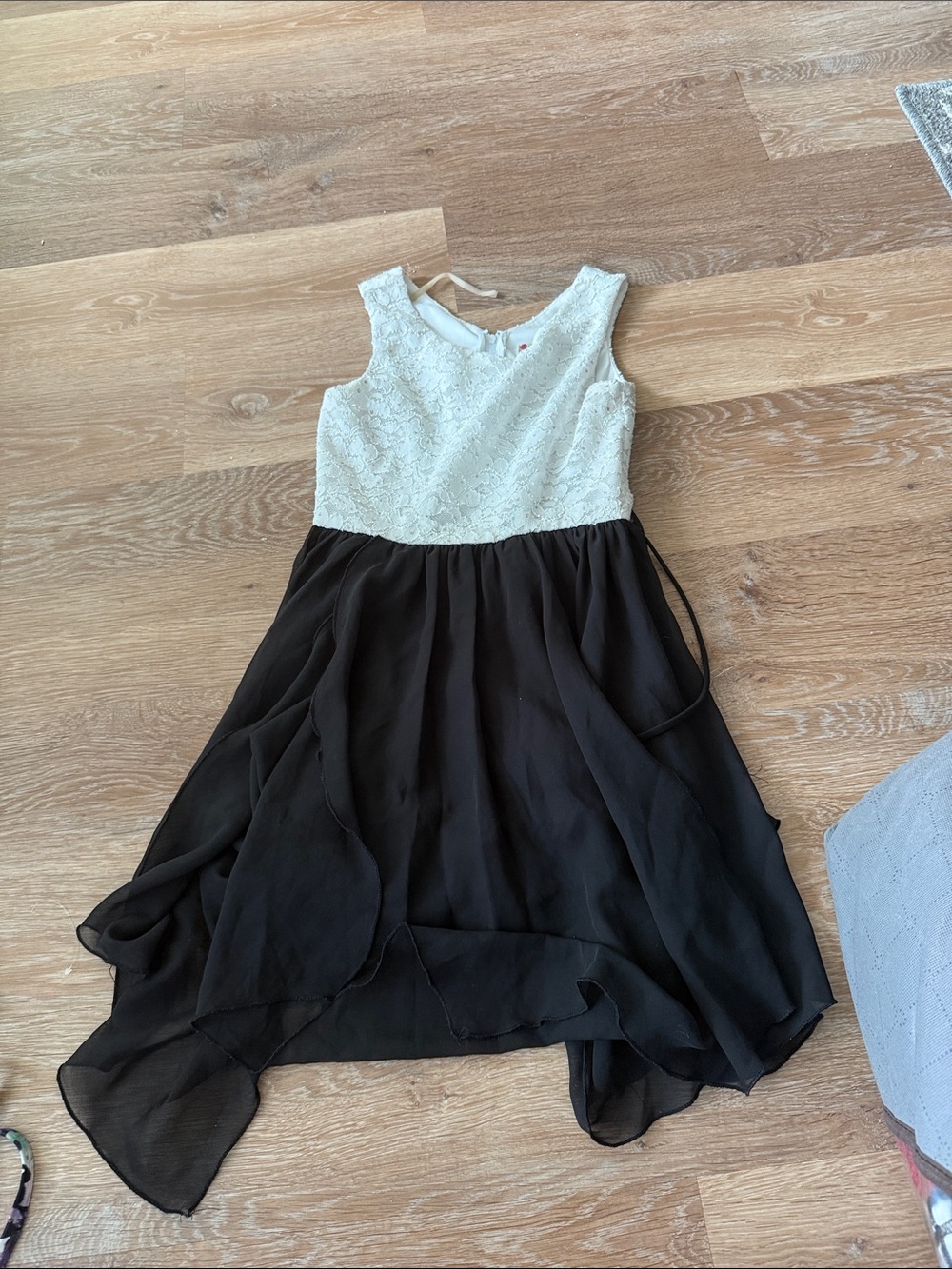 Cream Lace & Black Chiffon Dress